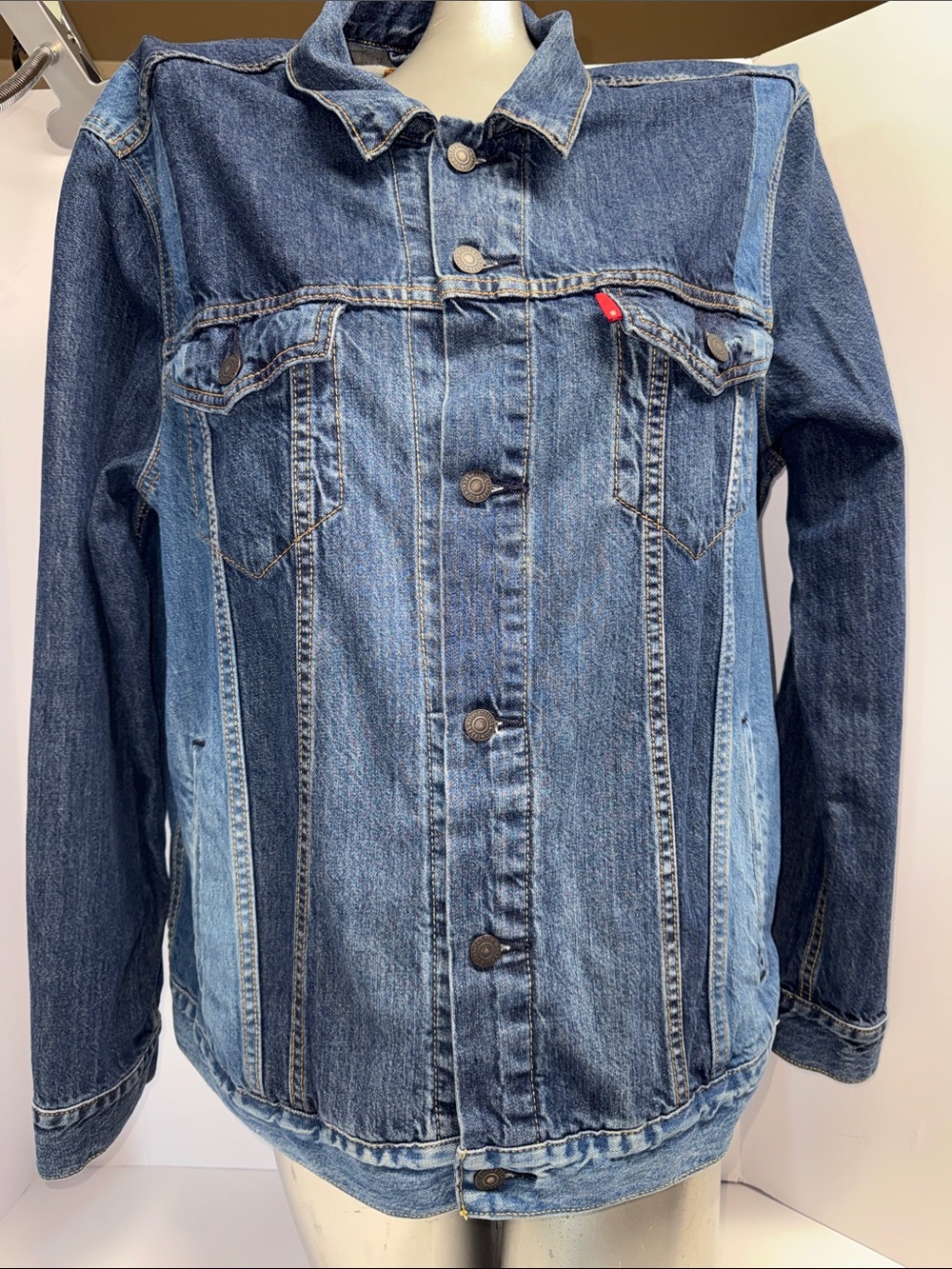 Levi's Patchwork Blue Denim Jacket with Red Tab
